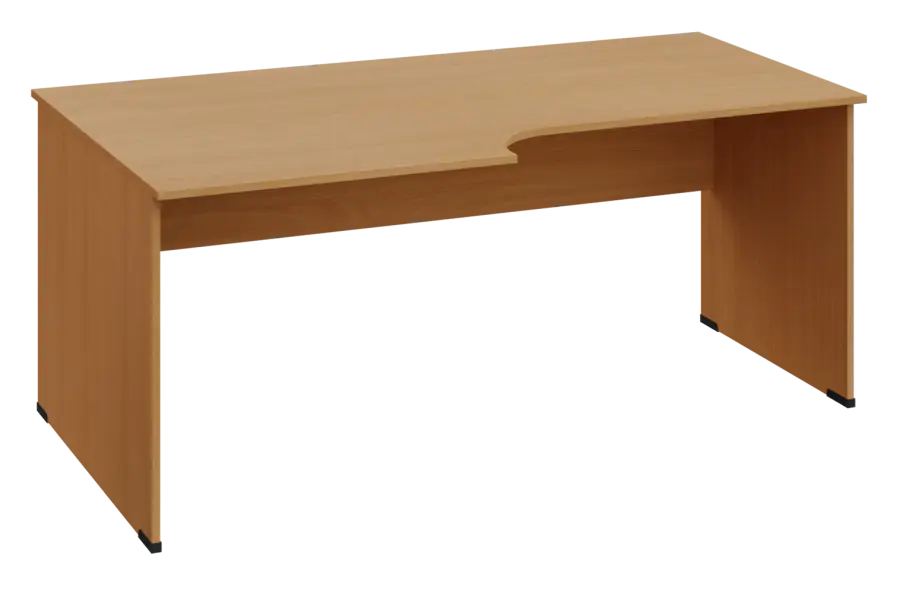 ERL 18 - 188 stůl kancelářský, rohový, levý, dřevěná podnož, deska 18 mm, široký 1800 mm, buk Royal